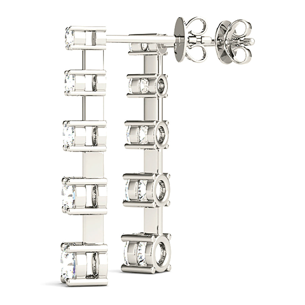 2.00 ctw Diamond Drop Earrings Journey Style - 14K Rose Gold