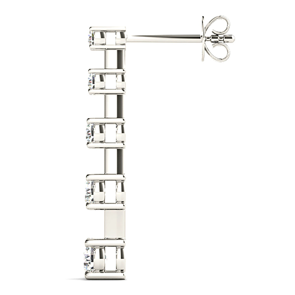 2.00 ctw Diamond Drop Earrings Journey Style - 18K Yellow Gold