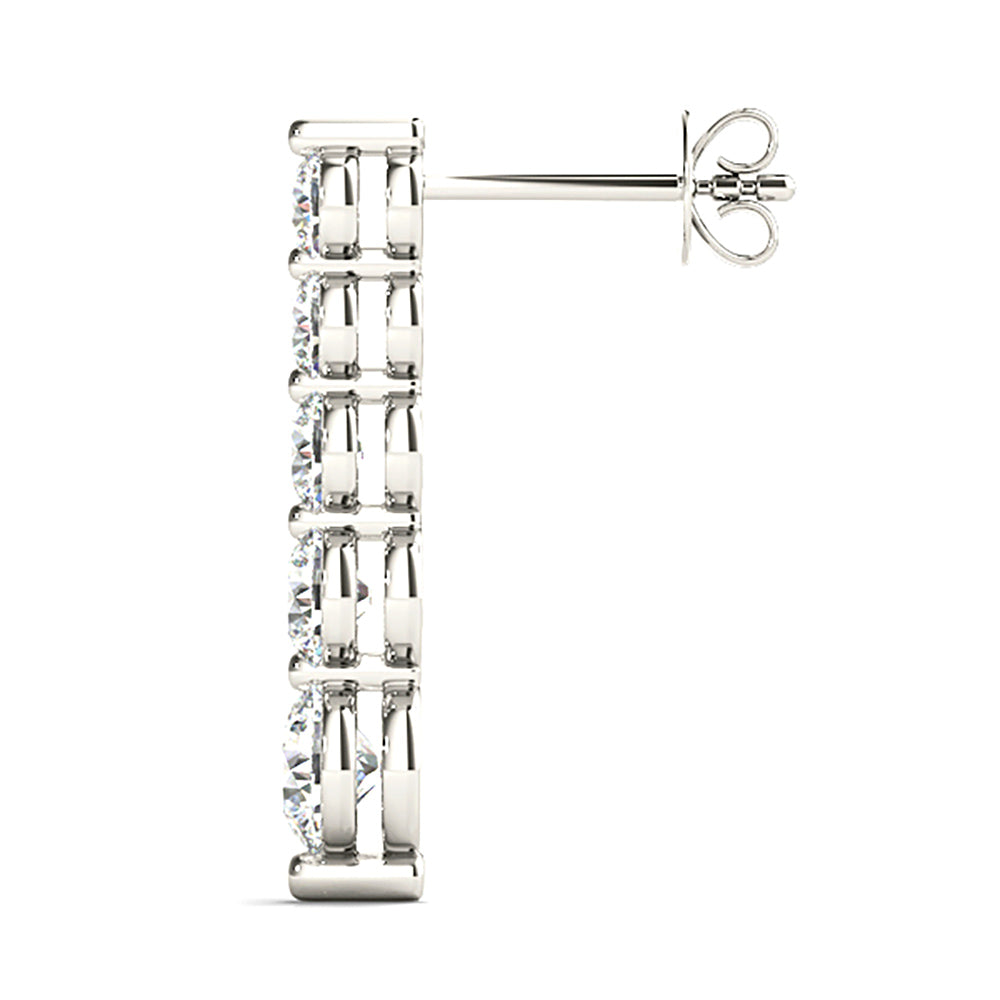 2.00 ctw Diamond Drop Earrings Journey Style - 18K Yellow Gold