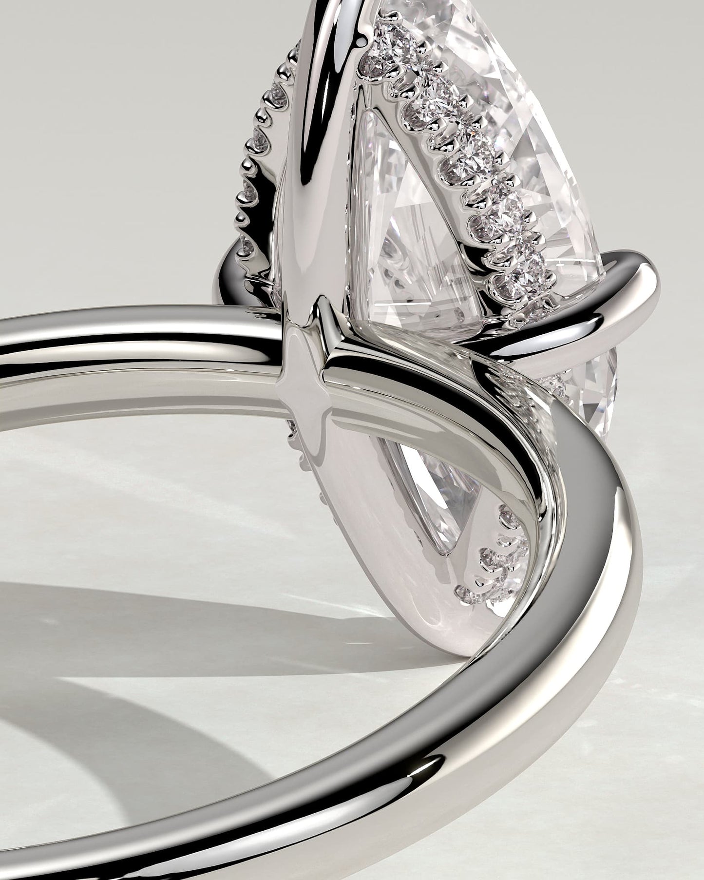 Hellen - Marquise Claw Solitaire with Hidden Halo Engagement Ring - White Gold