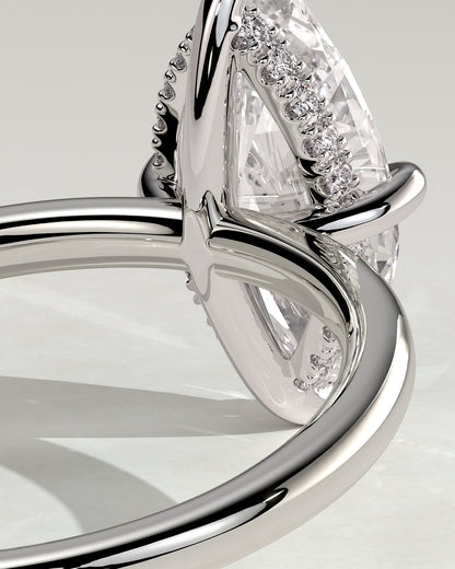 Hellen - Marquise Claw Solitaire with Hidden Halo Engagement Ring - White Gold
