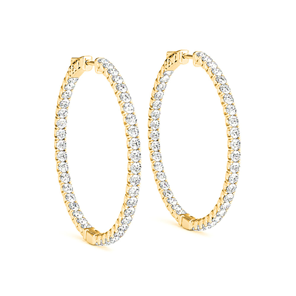 Inside-Out 2.00 ctw Diamond Hoop Earrings - 14K Yellow Gold - F-G Color VS1-VS2 Clarity