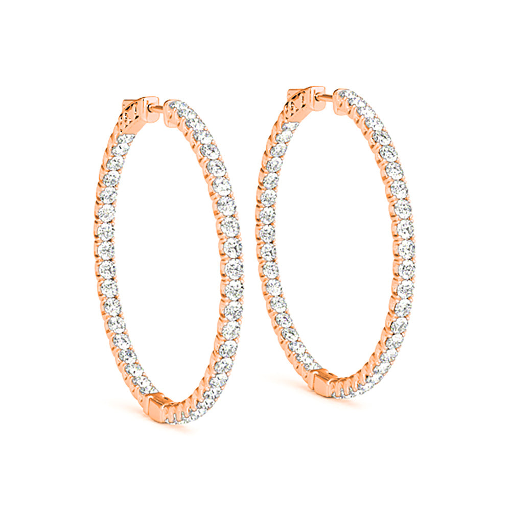 Inside-Out 2.00 ctw Diamond Hoop Earrings - 14K Rose Gold - E-F Color VS1-VS2 Clarity