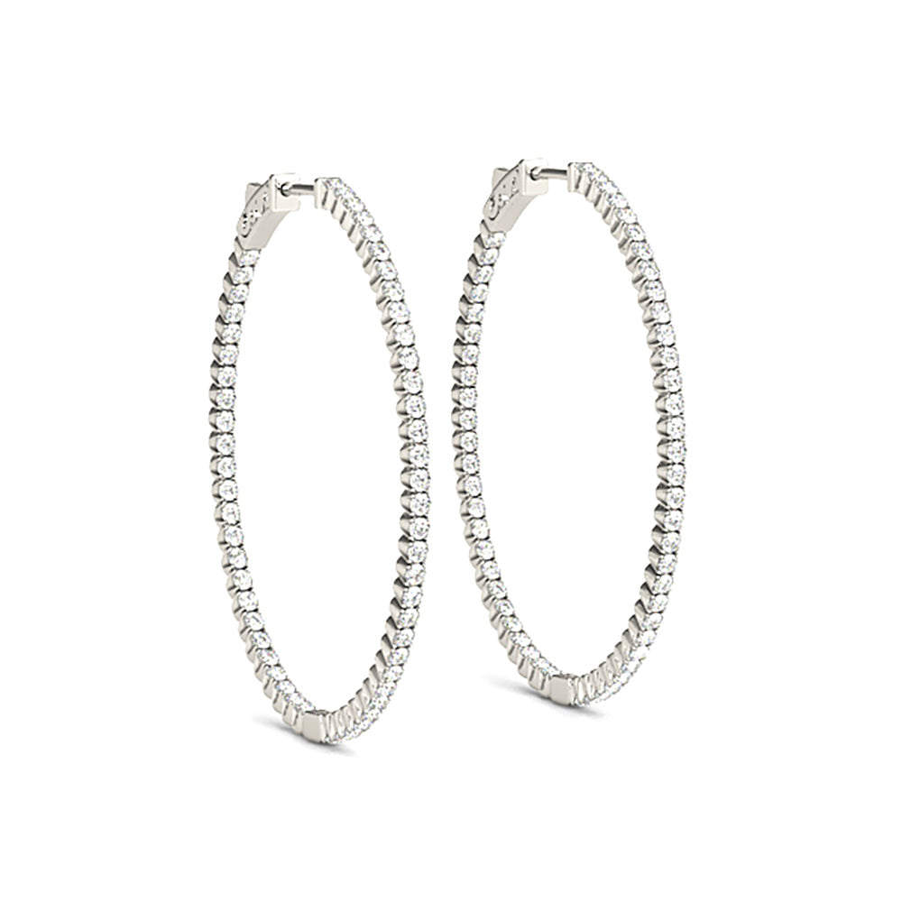 2.25 ctw Diamond Hoop Earrings Oval Inside-Out