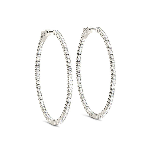 2.25 ctw Diamond Hoop Earrings Oval Inside-Out