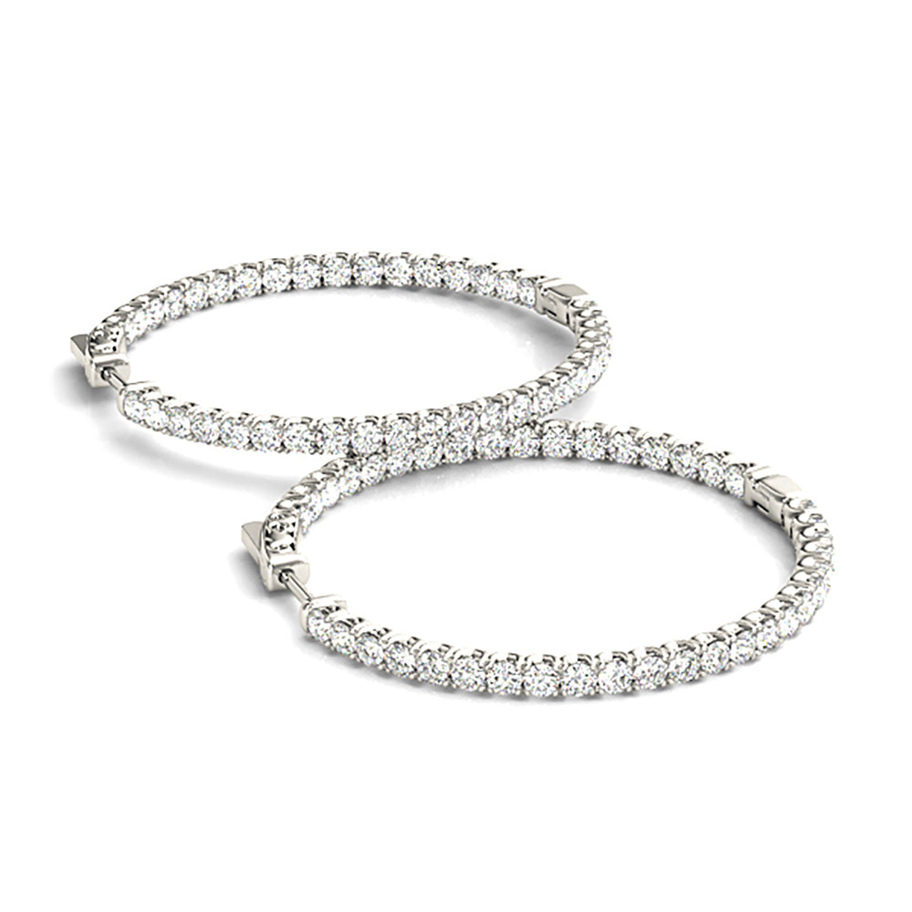 Inside-Out 2.00 ctw Diamond Hoop Earrings - 14K Yellow Gold - E-F Color VS1-VS2 Clarity