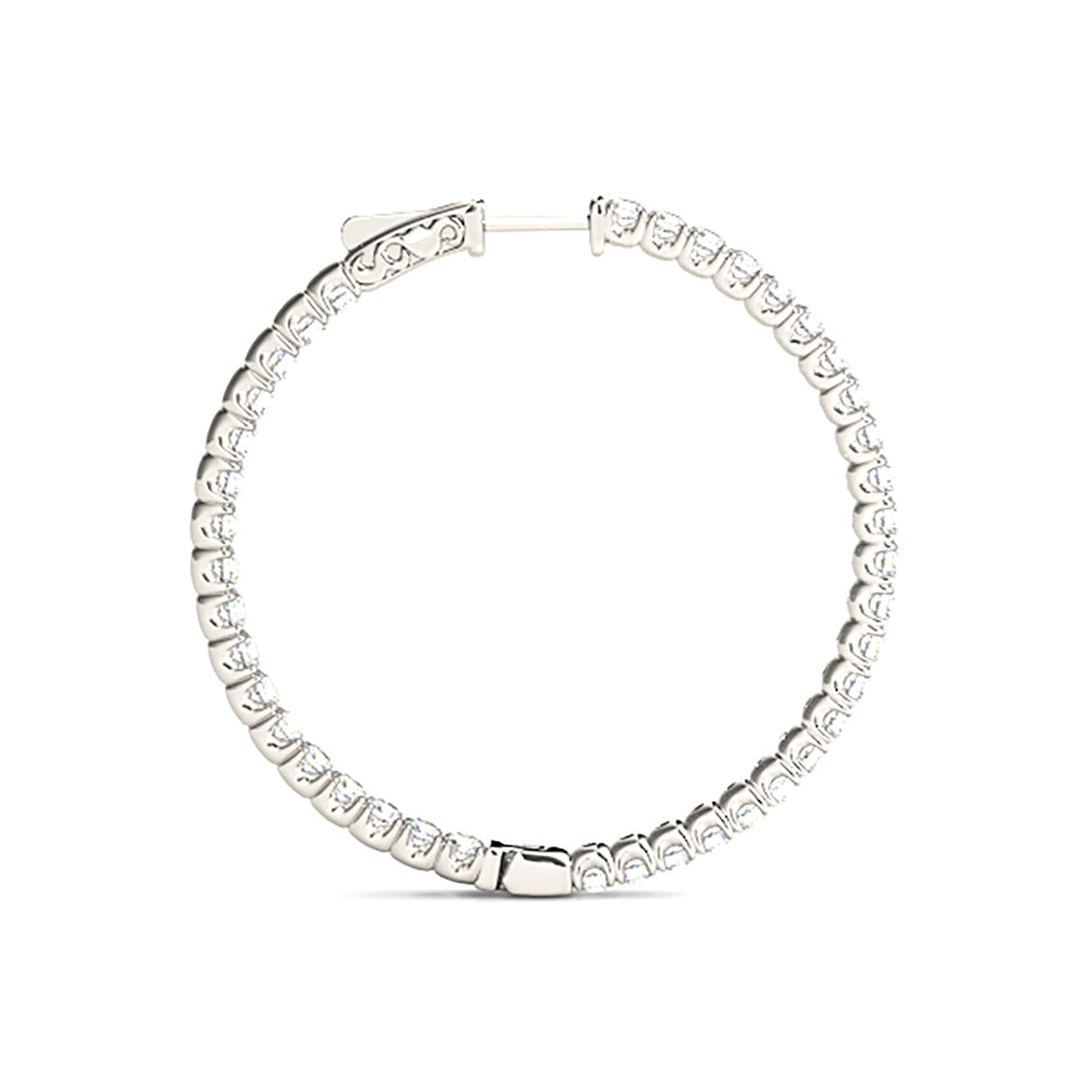 Inside-Out 2.00 ctw Diamond Hoop Earrings - 14K White Gold - G-H Color SI1-SI2 Clarity