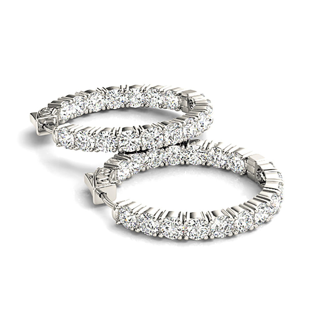 Classic 6.00 ctw Diamond Hoop Earrings Inside-Out - 14K Yellow Gold - E-F Color VS1-VS2 Clarity