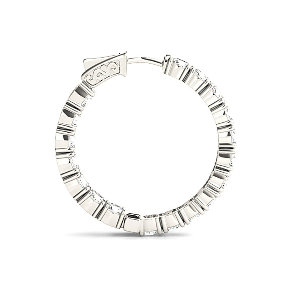 Classic 6.00 ctw Diamond Hoop Earrings Inside-Out - 14K White Gold - G-H Color SI1-SI2 Clarity