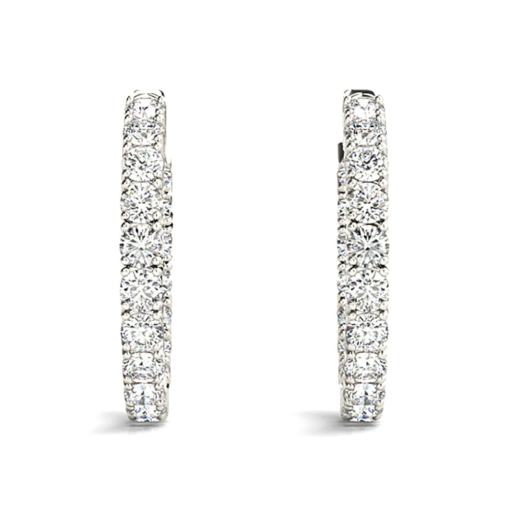 Classic 6.00 ctw Diamond Hoop Earrings Inside-Out - 14K Yellow Gold - G-H Color SI1-SI2 Clarity