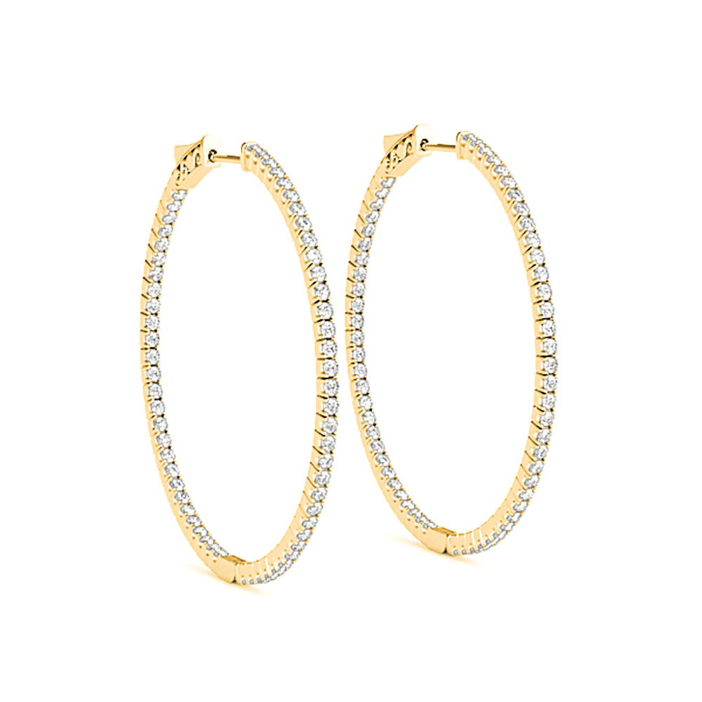 Inside-Out 1.25 ctw Diamond Hoop Earrings "U" Prong Set - 14K Yellow Gold - F-G Color VS1-VS2 Clarity
