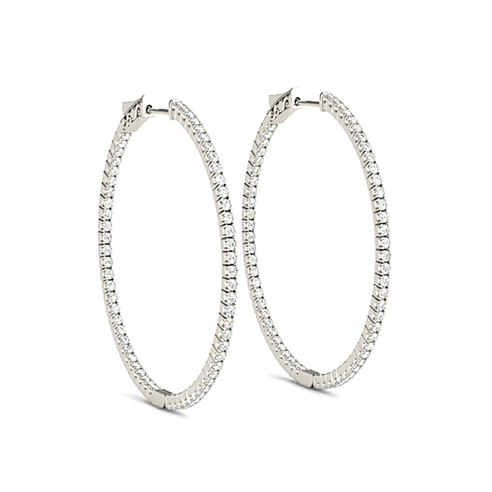 Inside-Out 1.25 ctw Diamond Hoop Earrings "U" Prong Set