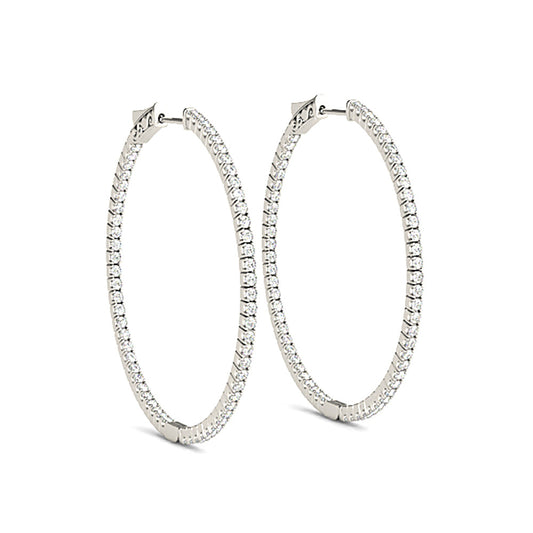 Inside-Out 1.25 ctw Diamond Hoop Earrings "U" Prong Set