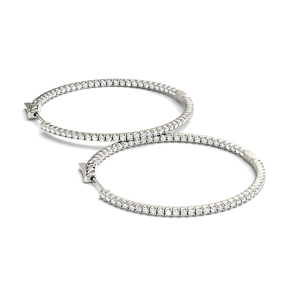 Inside-Out 1.25 ctw Diamond Hoop Earrings "U" Prong Set - 14K White Gold - F-G Color VS1-VS2 Clarity