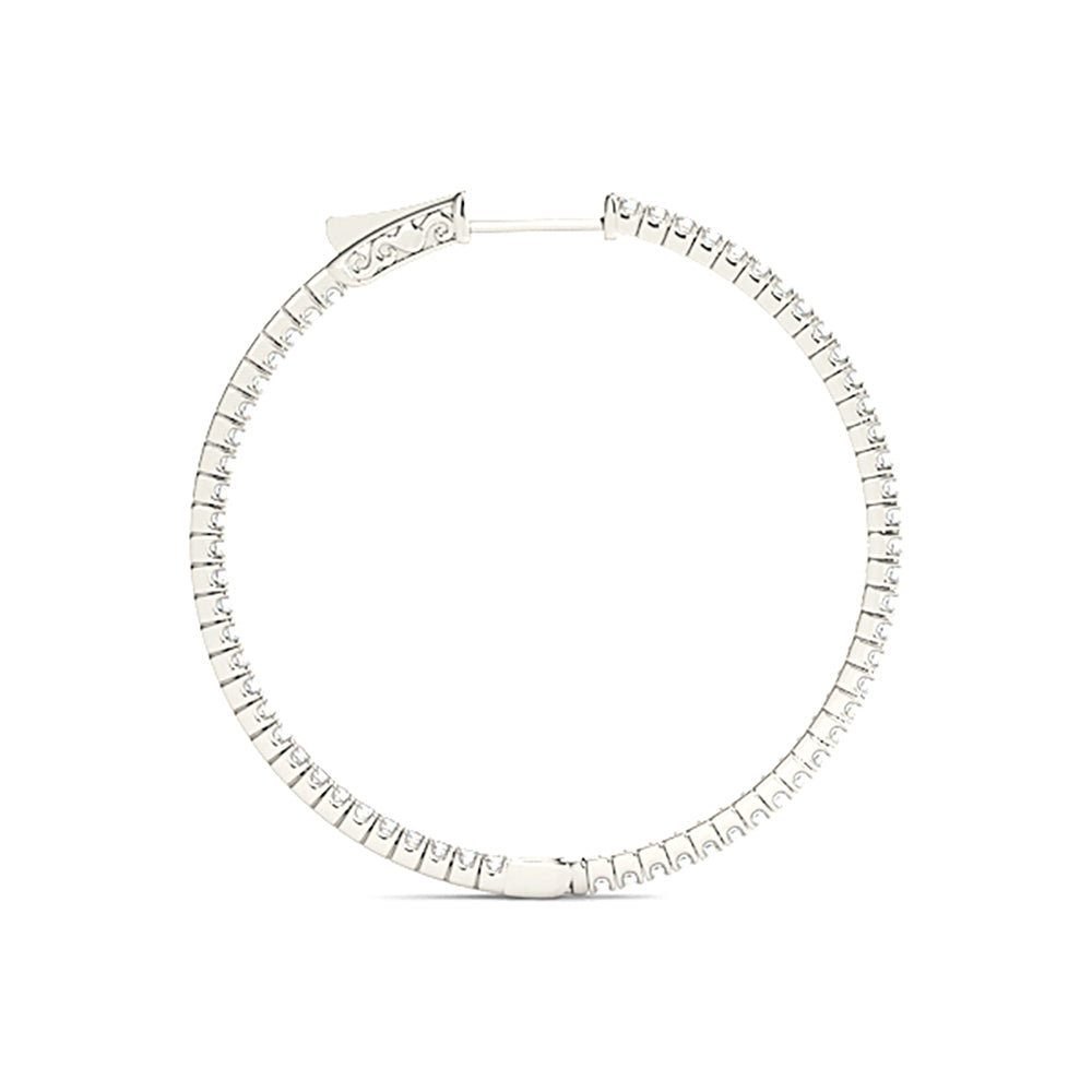 Inside-Out 1.25 ctw Diamond Hoop Earrings "U" Prong Set - 14K White Gold - G-H Color SI1-SI2 Clarity