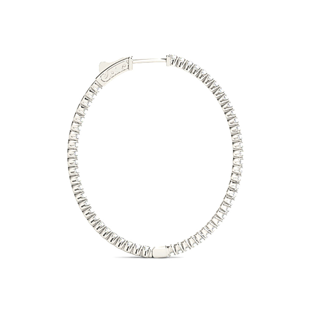 2.25 ctw Diamond Hoop Earrings Oval Inside-Out - 14K White Gold - G-H Color SI1-SI2 Clarity
