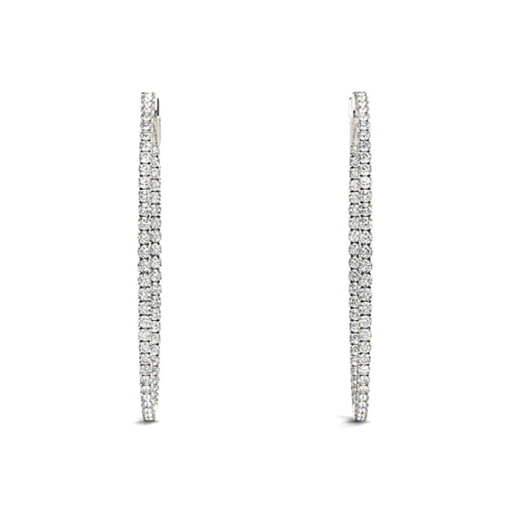 2.25 ctw Diamond Hoop Earrings Oval Inside-Out - 14K Yellow Gold - G-H Color SI1-SI2 Clarity