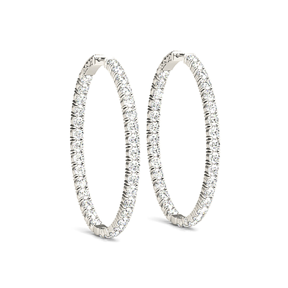 Classic 6.00 ctw Diamond Hoop Earrings Inside-Out Modern Style