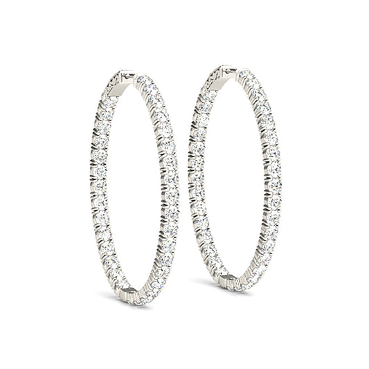 Classic 6.00 ctw Diamond Hoop Earrings Inside-Out Modern Style