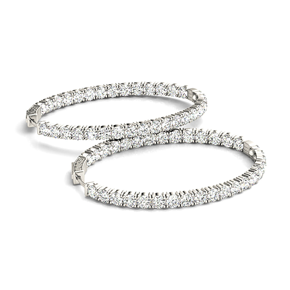 Classic 6.00 ctw Diamond Hoop Earrings Inside-Out Modern Style - 14K Yellow Gold - E-F Color VS1-VS2 Clarity