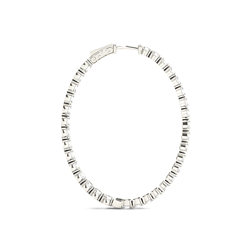 Classic 6.00 ctw Diamond Hoop Earrings Inside-Out Modern Style - 14K White Gold - G-H Color SI1-SI2 Clarity