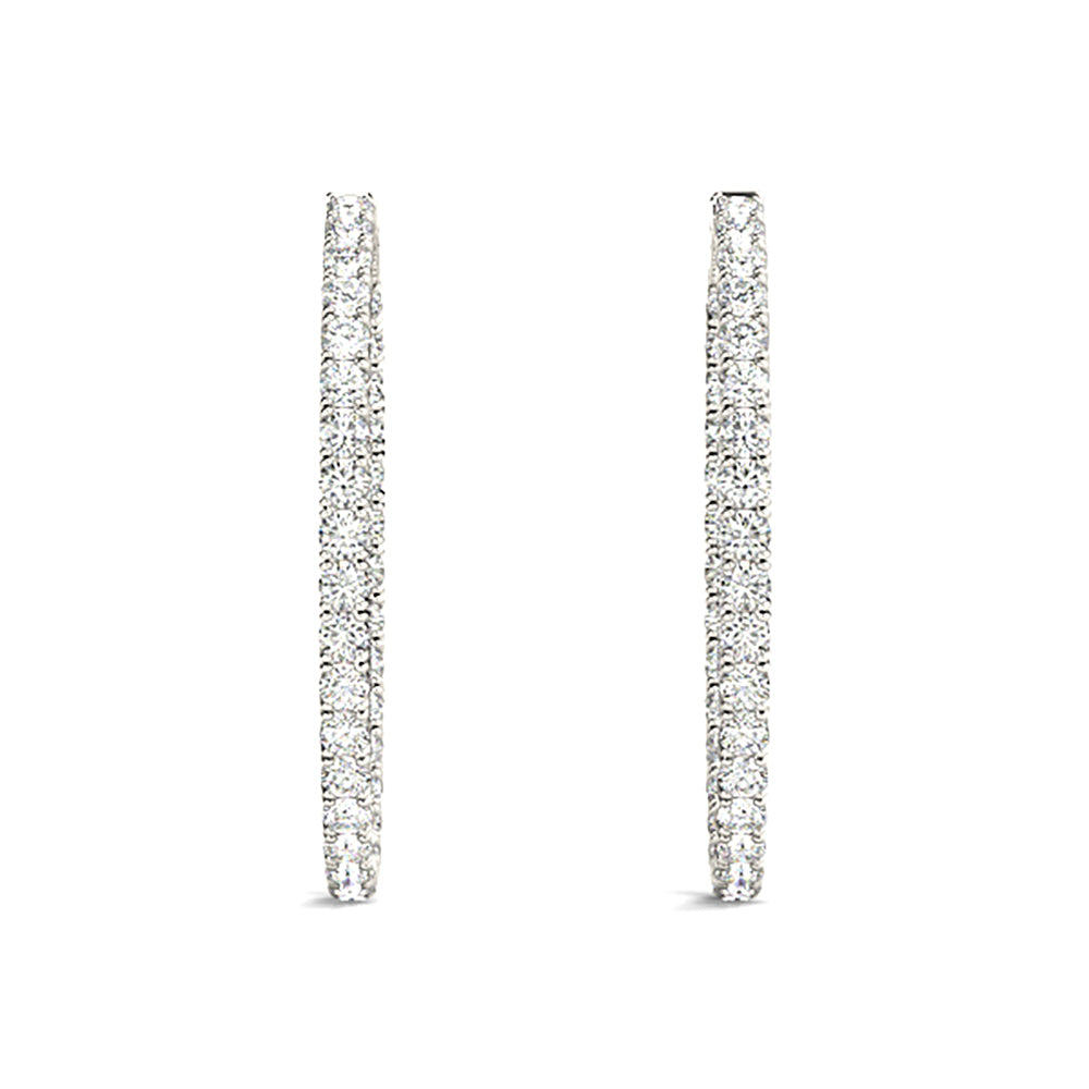 Classic 6.00 ctw Diamond Hoop Earrings Inside-Out Modern Style - 14K Yellow Gold - G-H Color SI1-SI2 Clarity