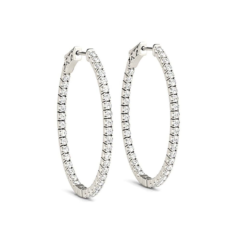 Inside-Out 1.50 ctw Diamond Hoop Earrings "U" Prong Set
