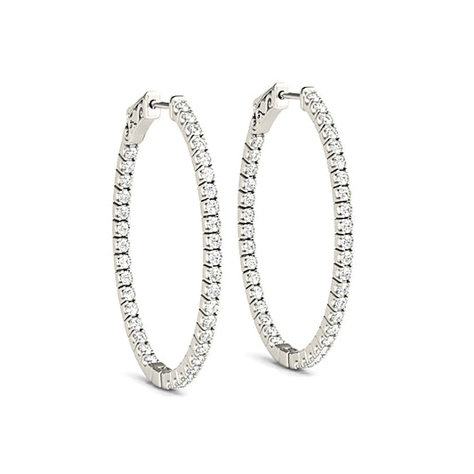 Inside-Out 1.50 ctw Diamond Hoop Earrings "U" Prong Set