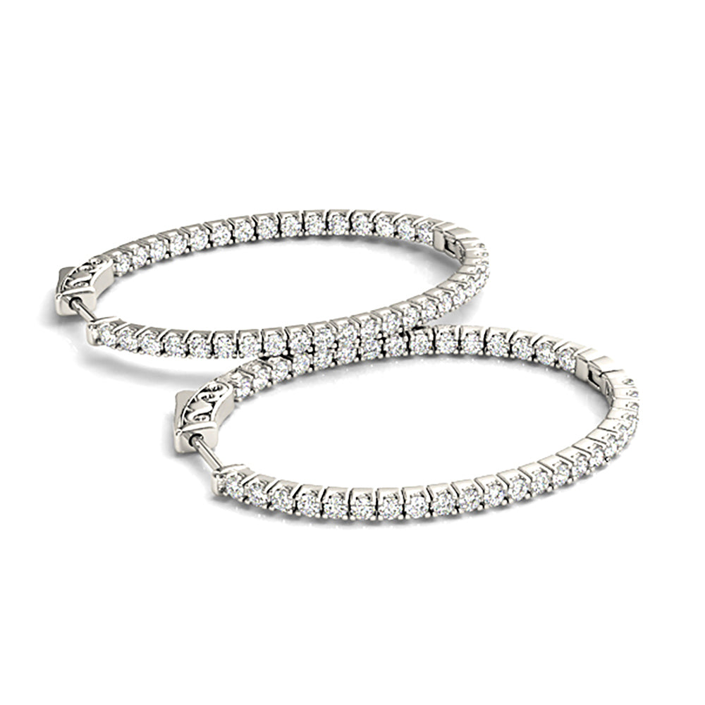Inside-Out 1.50 ctw Diamond Hoop Earrings "U" Prong Set - 14K Yellow Gold - E-F Color VS1-VS2 Clarity