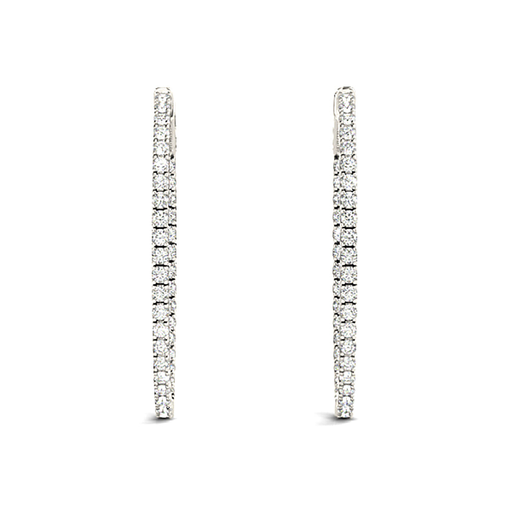 Inside-Out 1.50 ctw Diamond Hoop Earrings "U" Prong Set - 14K Yellow Gold - G-H Color SI1-SI2 Clarity