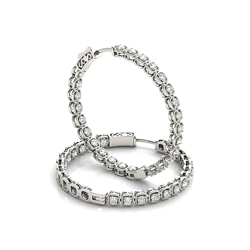 Inside-Out 1.50 ctw Diamond Cluster Hoop Earrings - 14K Yellow Gold - E-F Color VS1-VS2 Clarity