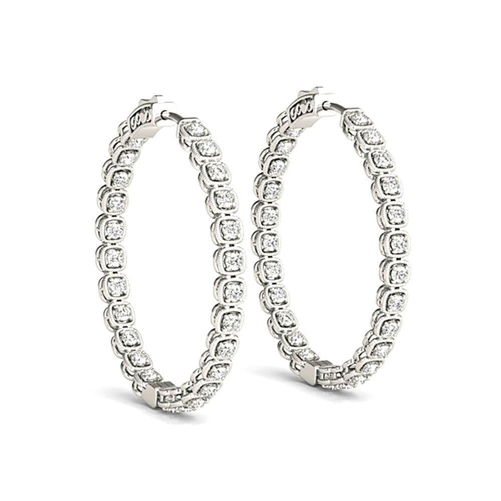 Inside-Out 1.50 ctw Diamond Cluster Hoop Earrings