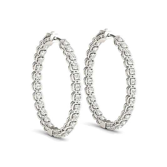 Inside-Out 1.50 ctw Diamond Cluster Hoop Earrings