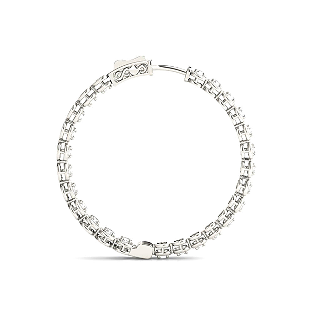 Inside-Out 1.50 ctw Diamond Cluster Hoop Earrings - 14K White Gold - G-H Color SI1-SI2 Clarity