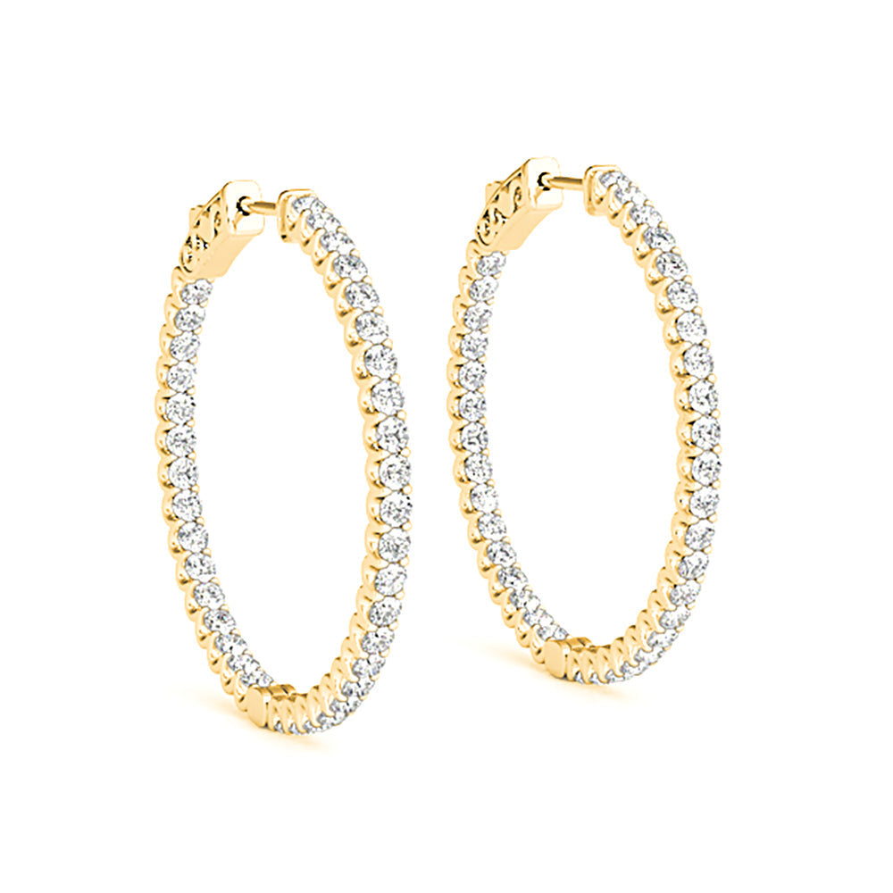 Inside-Out 1.50 ctw Diamond Hoop Earrings "U" Prong Set - 14K Yellow Gold - F-G Color VS1-VS2 Clarity