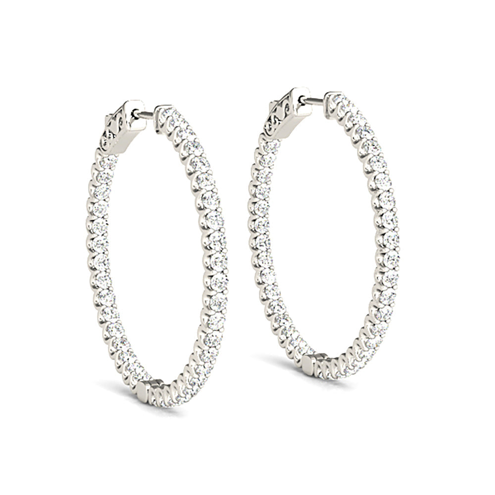 Inside-Out 1.50 ctw Diamond Hoop Earrings "U" Prong Set