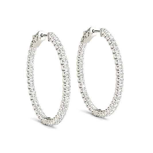Inside-Out 1.50 ctw Diamond Hoop Earrings "U" Prong Set