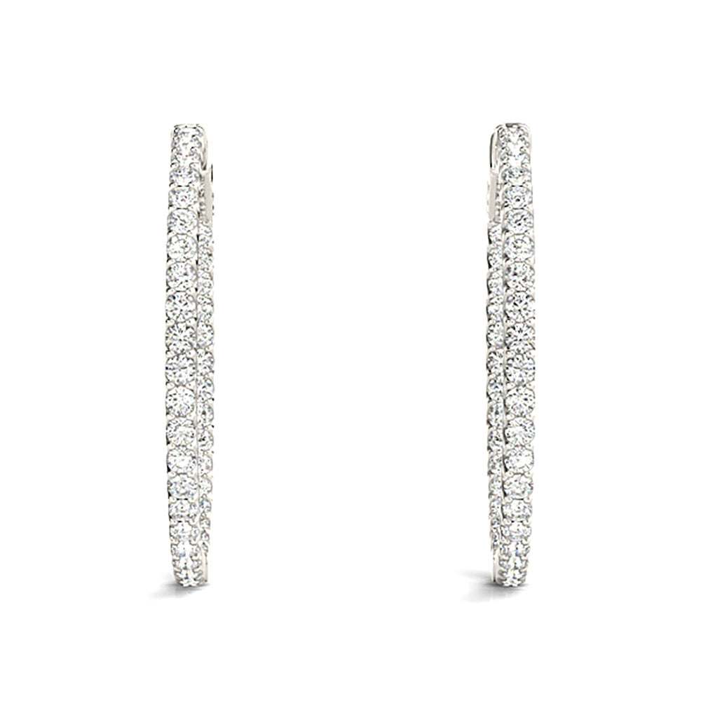 Inside-Out 1.50 ctw Diamond Hoop Earrings "U" Prong Set - 14K Yellow Gold - G-H Color SI1-SI2 Clarity