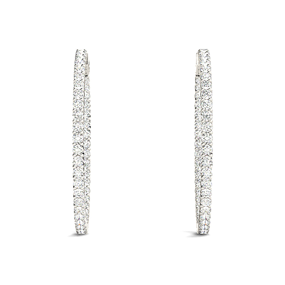 3.00 ctw Diamond Hoop Earrings Inside-Out Style Shared Prong Setting - 14K Yellow Gold - G-H Color SI1-SI2 Clarity