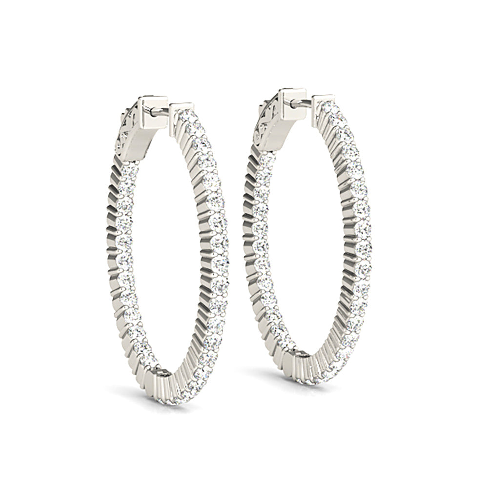 Classic Inside-Out 2.00 ctw Diamond Hoop Earrings Shared Prong