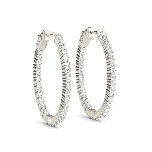 Classic Inside-Out 2.00 ctw Diamond Hoop Earrings Shared Prong