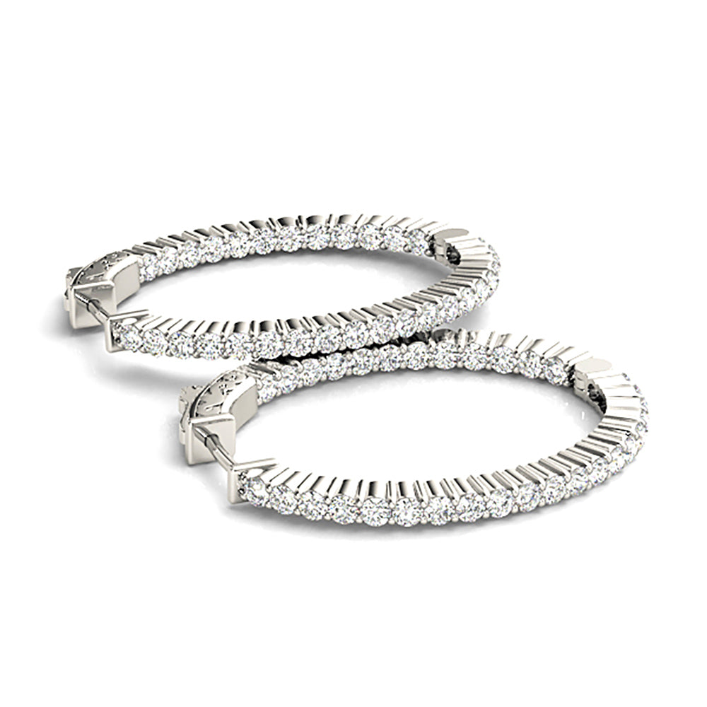 Classic Inside-Out 2.00 ctw Diamond Hoop Earrings Shared Prong - 14K Yellow Gold - E-F Color VS1-VS2 Clarity