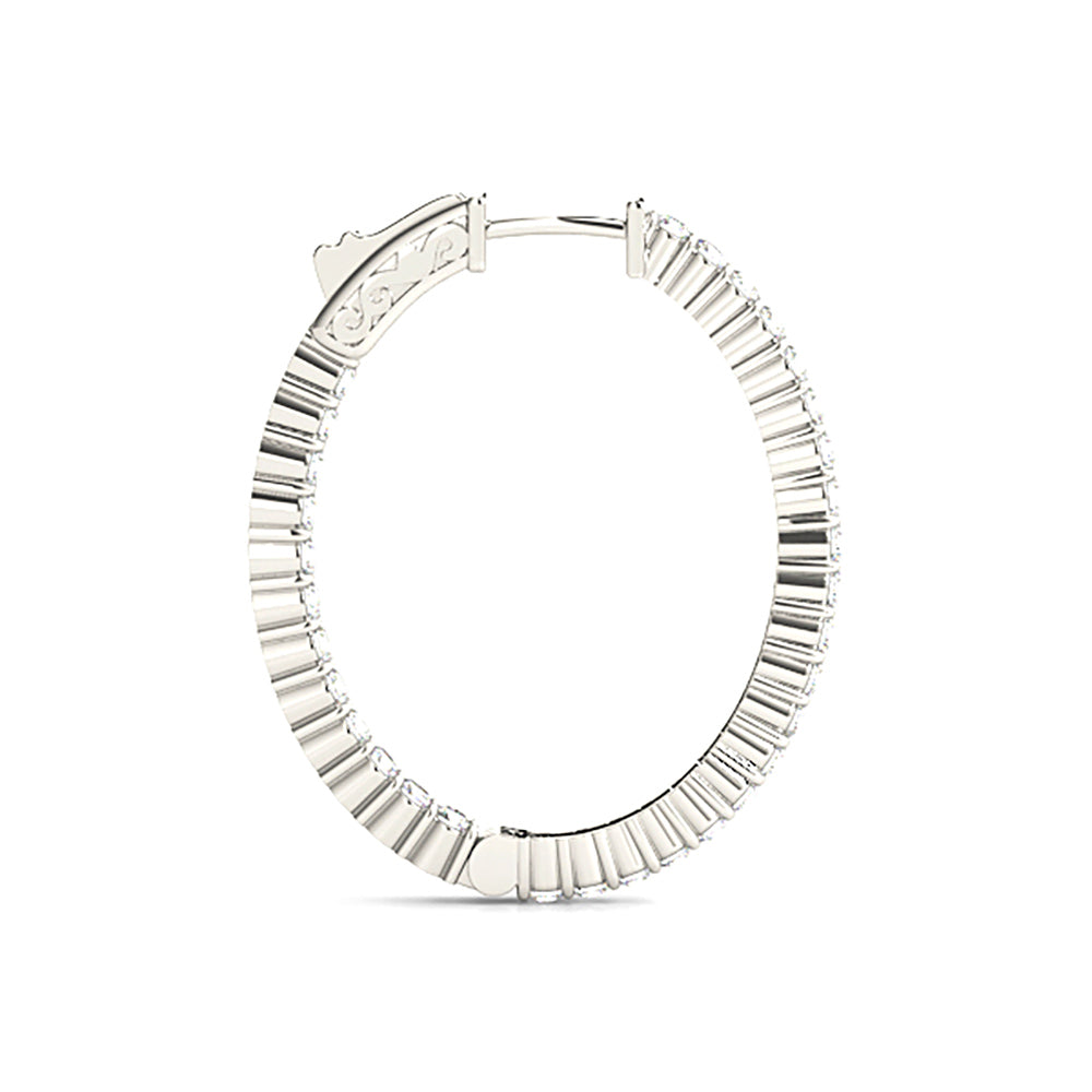 Classic Inside-Out 2.00 ctw Diamond Hoop Earrings Shared Prong - 14K White Gold - G-H Color SI1-SI2 Clarity