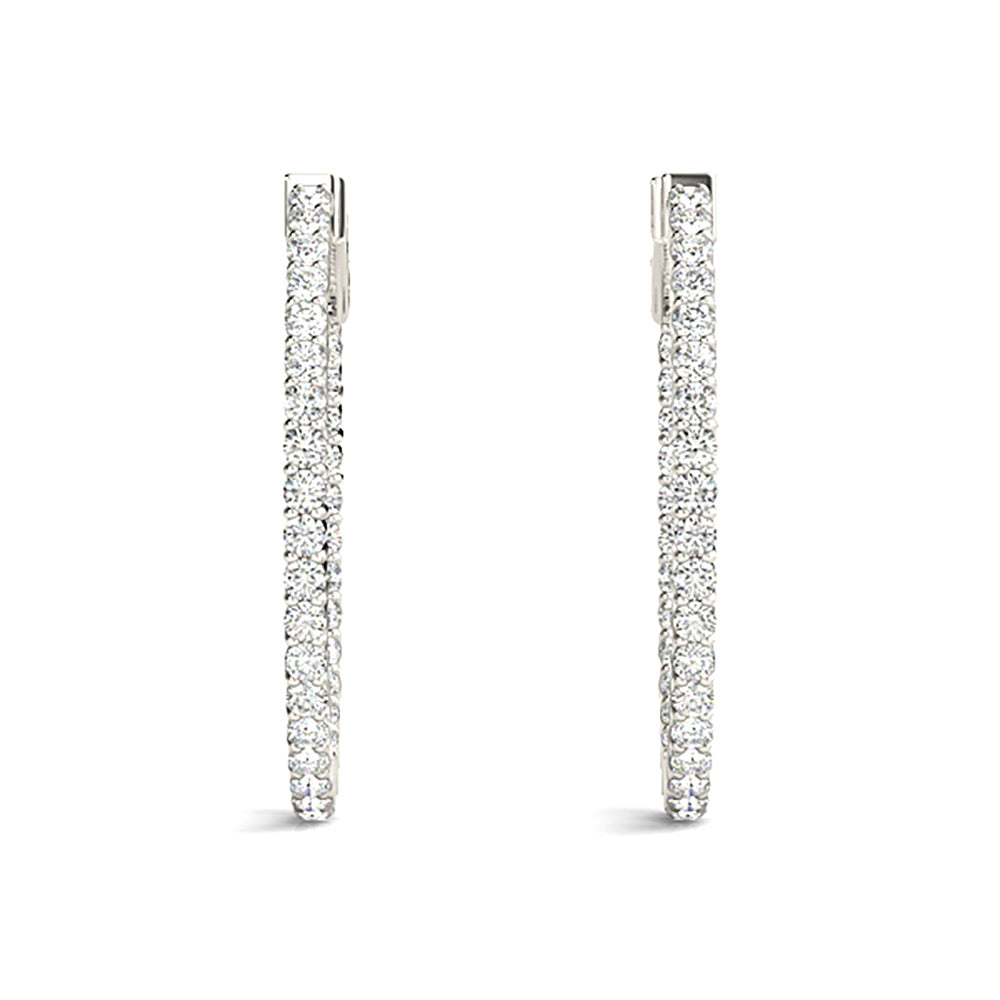 Classic Inside-Out 2.00 ctw Diamond Hoop Earrings Shared Prong - 14K Yellow Gold - G-H Color SI1-SI2 Clarity