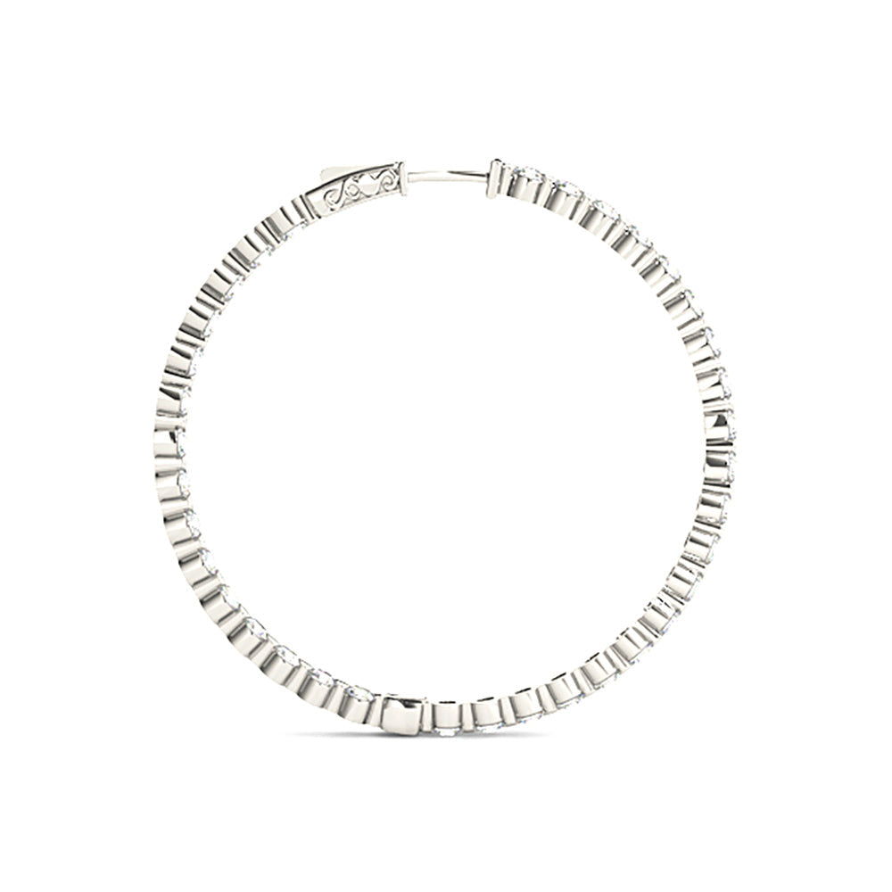 6.0 ct. Floating Diamond Hoop Earrings Inside-Out Style - 14K White Gold - G-H Color SI1-SI2 Clarity