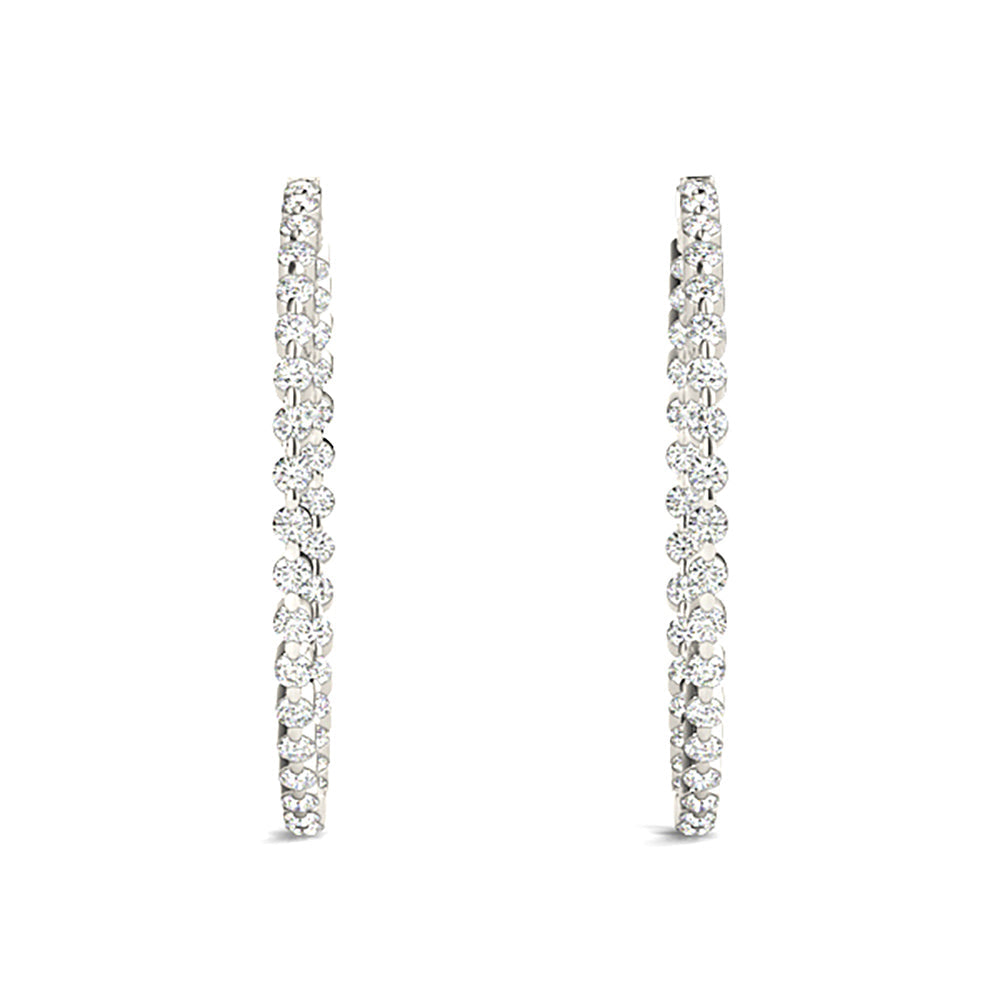 6.0 ct. Floating Diamond Hoop Earrings Inside-Out Style - 14K Yellow Gold - G-H Color SI1-SI2 Clarity