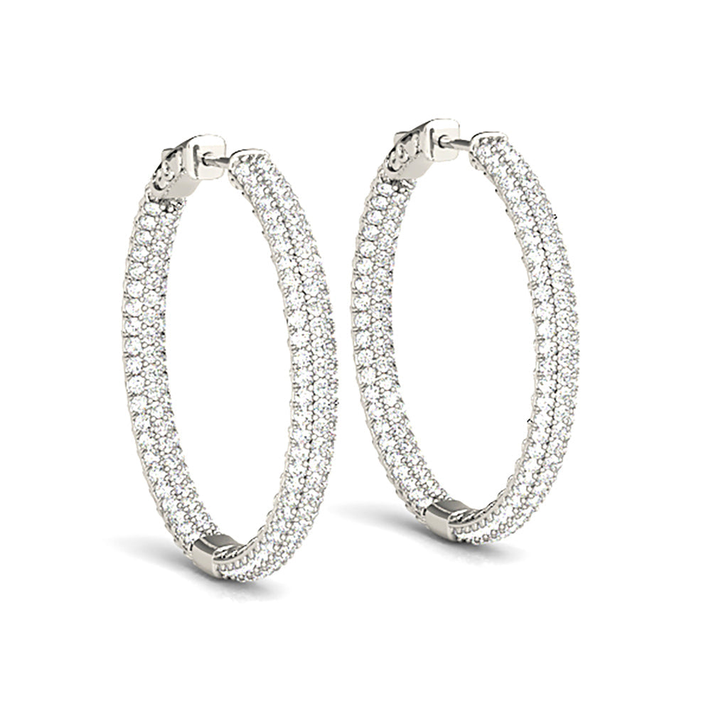 4.0 ctw Diamond Pave Hoop Earrings Inside-Out Style