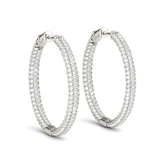 4.0 ctw Diamond Pave Hoop Earrings Inside-Out Style