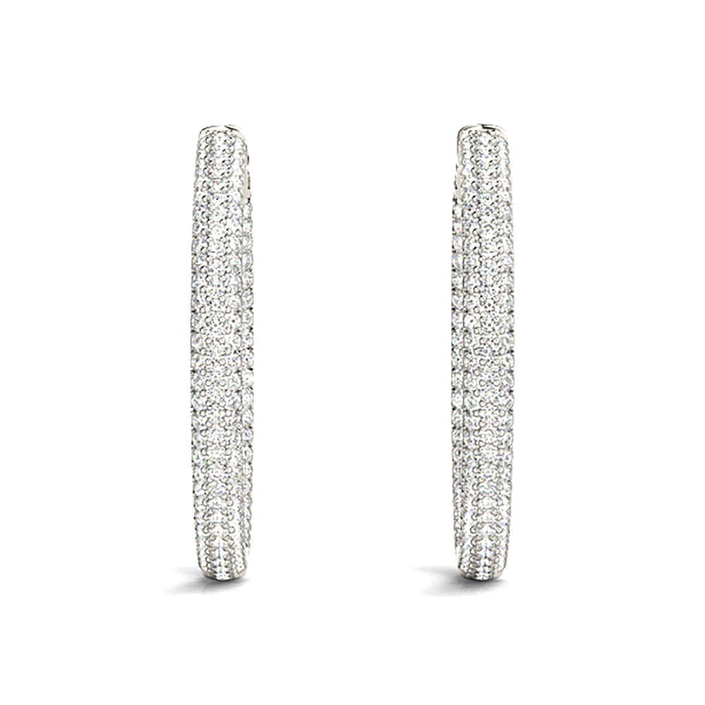 4.0 ctw Diamond Pave Hoop Earrings Inside-Out Style - 14K Yellow Gold - G-H Color SI1-SI2 Clarity