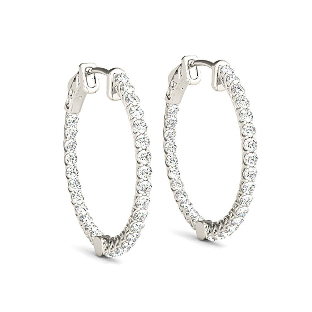 2.00 ctw Diamond Hoop Earrings Inside-Out Style